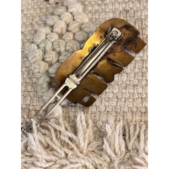 Vintage Large 1970s Brass French Elephant Pair Metal Hair Clip 4" Barrette - Picture 2 of 4